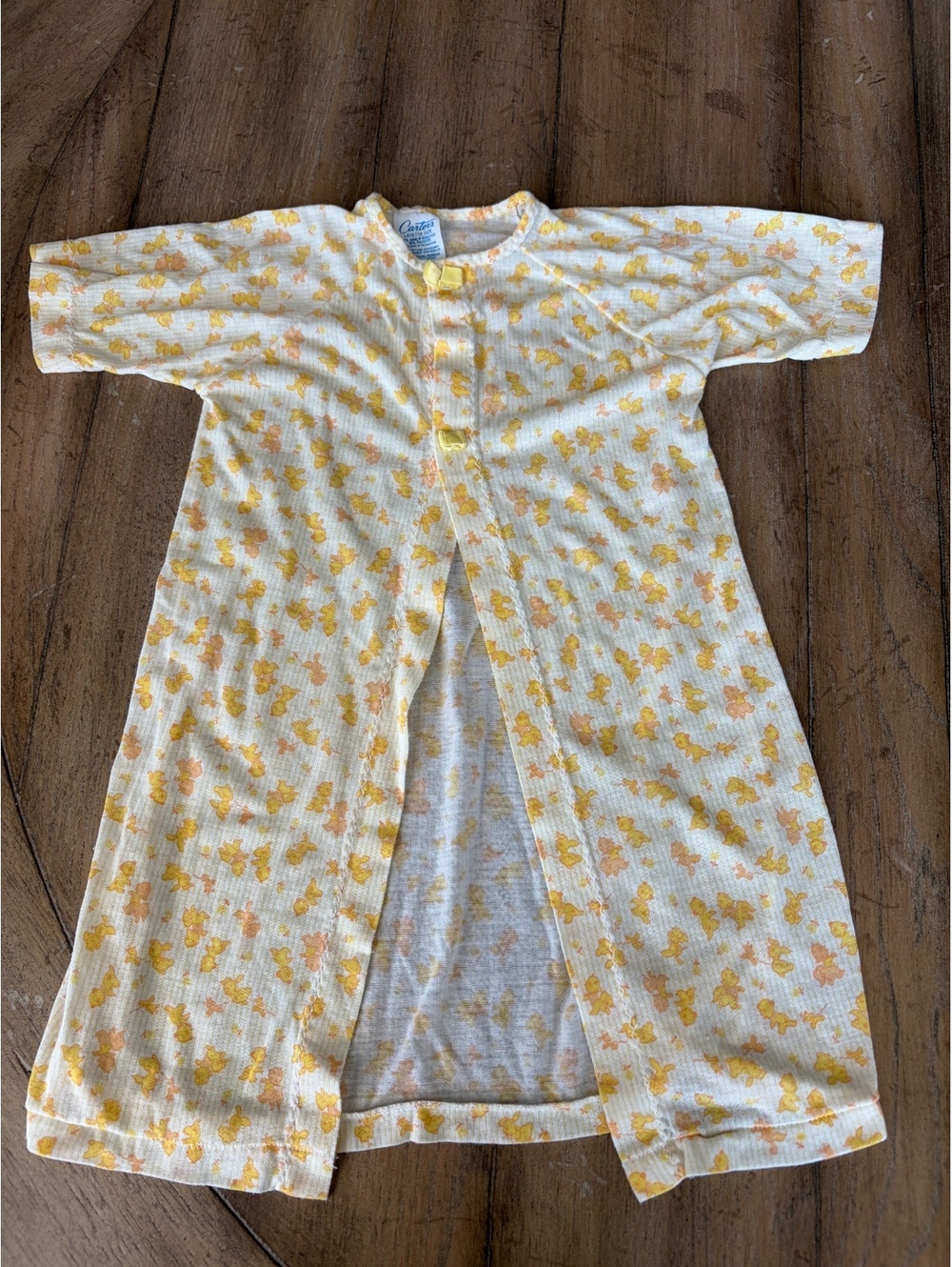 Vintage 70s baby Carters layette nightgown yellow bunny animals sleep clothes